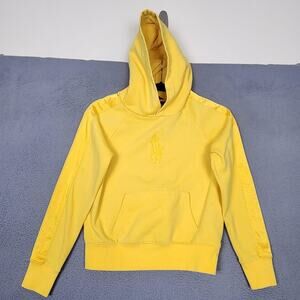 Polo Ralph Lauren Hoodie Youth Large 12-14 Yellow Fleece Pullover Big Pony